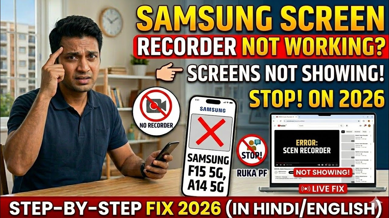 Samsung screen recorder not showing | samsung screen recorder not working samsung f15 5g ,a14 5g