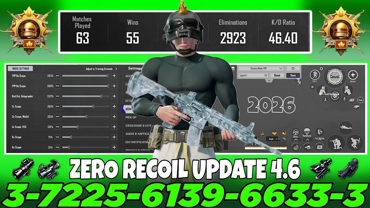 NEW UPDATE 4.6 CODE 🔥 PUBG MOBILE/BGMI SENSITIVITY SETTINGS 2026 | BEST SCOPE SENSITIVITY SETTINGS✅