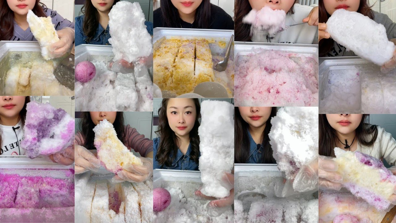 ASMR ICE EATING || HER SOLO FREEZER FROST ICE EATING || FLAVOURED SOFT CRUNCHY FROST BITES ASMR🧊