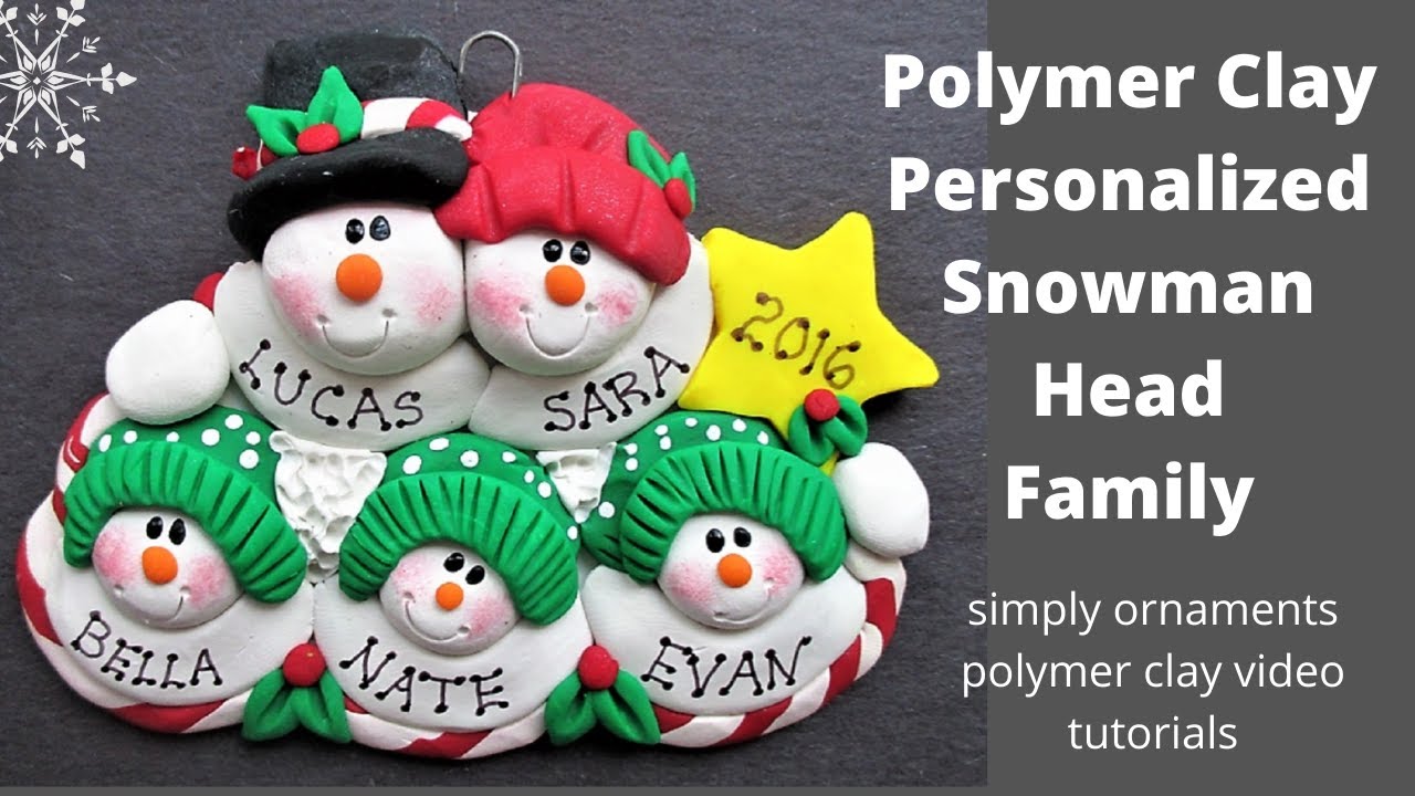 Polymer Clay Personalized Snowman Head Family Ornament