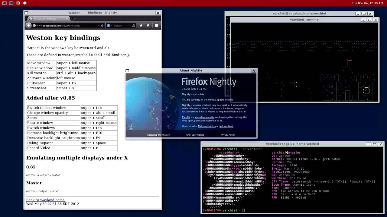 Wayland / Weston Demo on Gentoo Linux