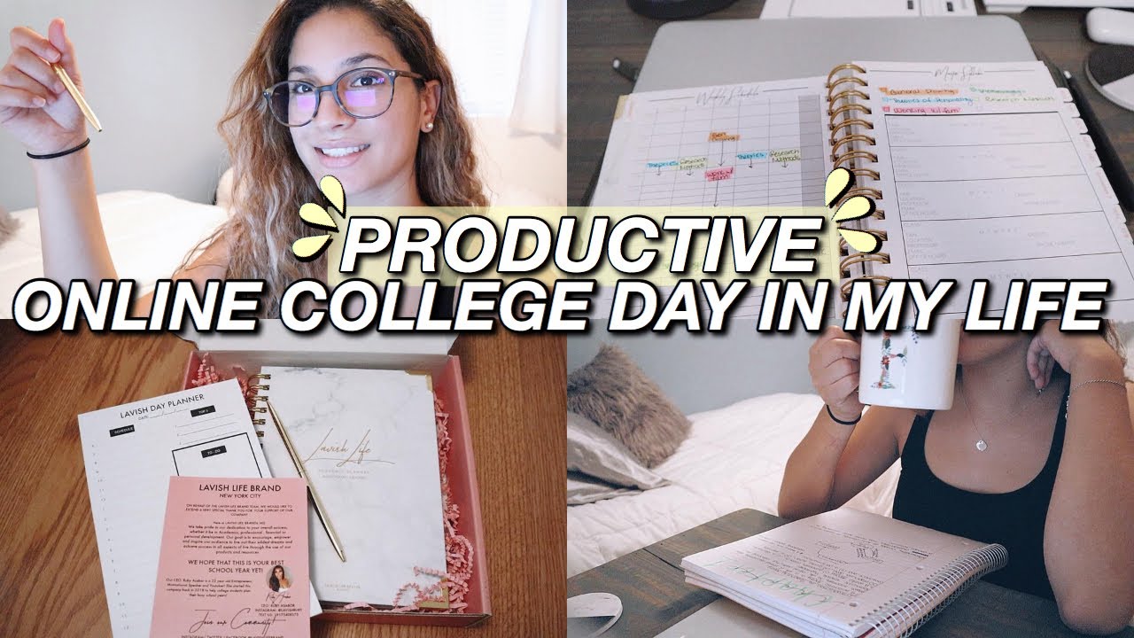 PRODUCTIVE ONLINE COLLEGE DAY IN MY LIFE: zoom class, getting work done, new planner, home workout
