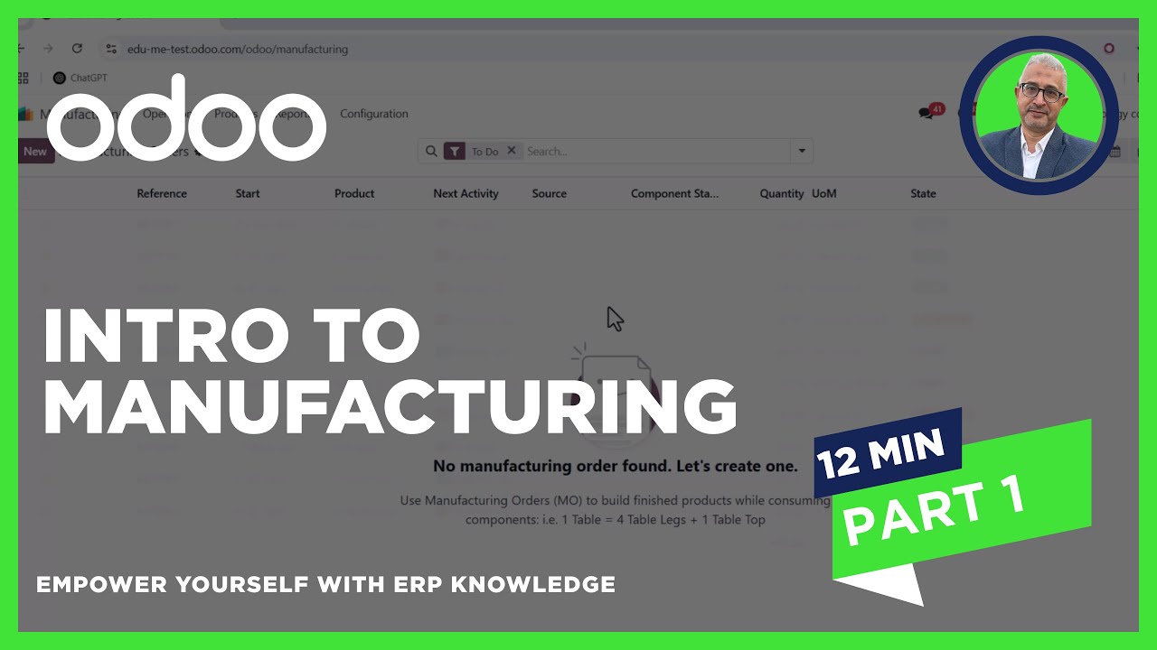 Introduction to Manufacturing Application in Odoo 18 | مقدمة إلى تطبيق التصنيع في