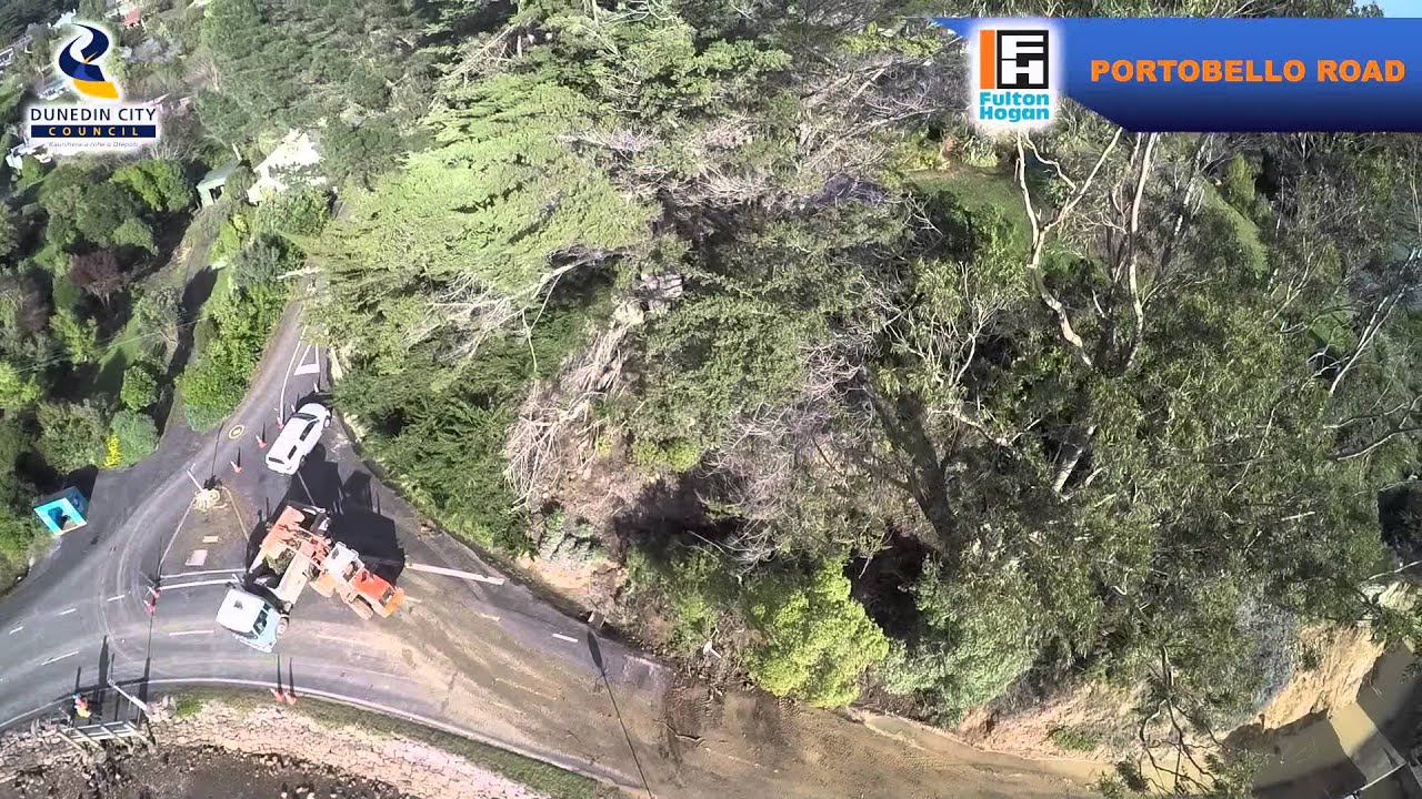 Drone footage of slips in Dunedin