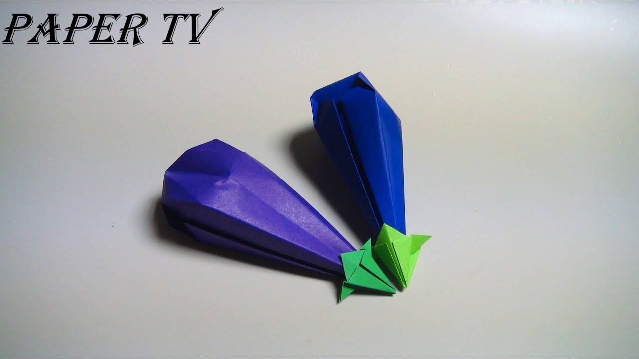 [Paper TV] Origami eggplant 가지 종이접기 折り紙 ナスcomo hacer una berenjena de papel Berinjela de papel