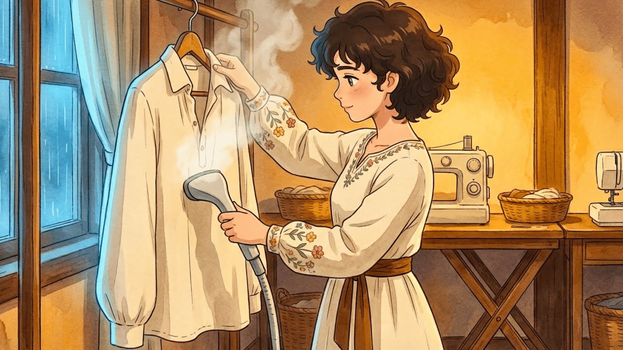 A Quiet Day at the Laundromat | Grocery Shopping and a Tasty Dinner at Home | Ghibli Style ASMR