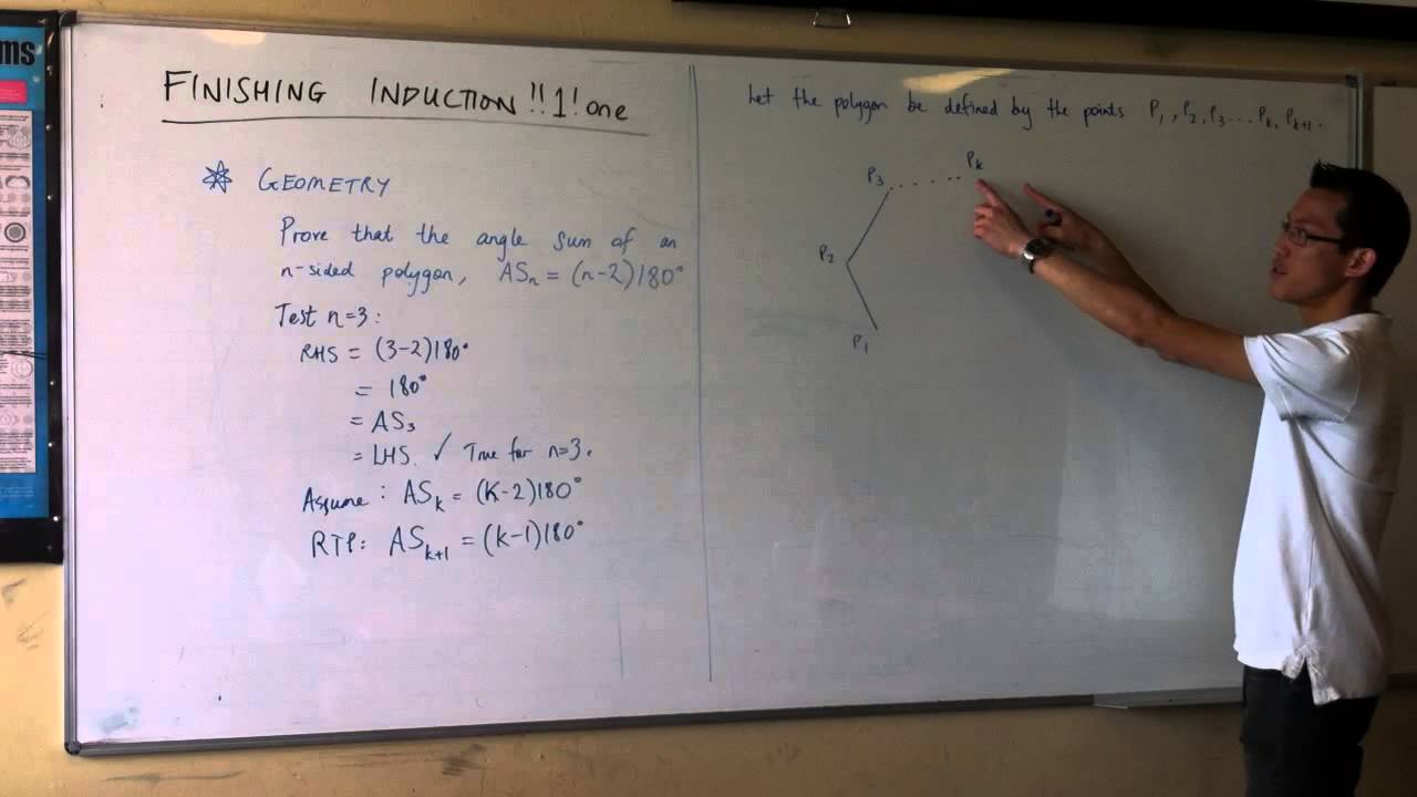 Induction: Geometry Proof (Angle Sum of a Polygon)