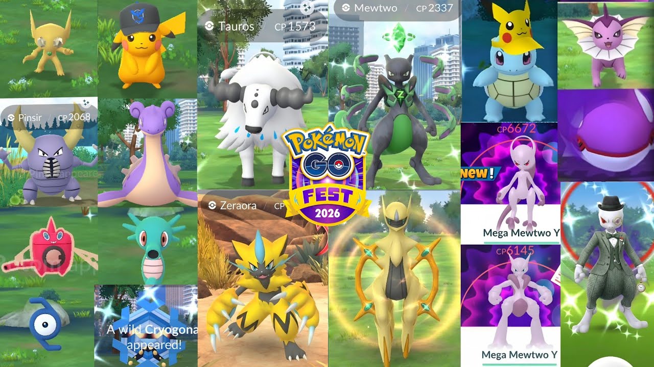 Go Fest 2026: поимка всех ✨️блестящих покемонов и Мега Мьюту X и Y в Pokemon Go