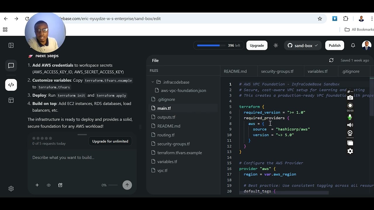 Building an AWS Infrastructure with Terraform on Infracodebase