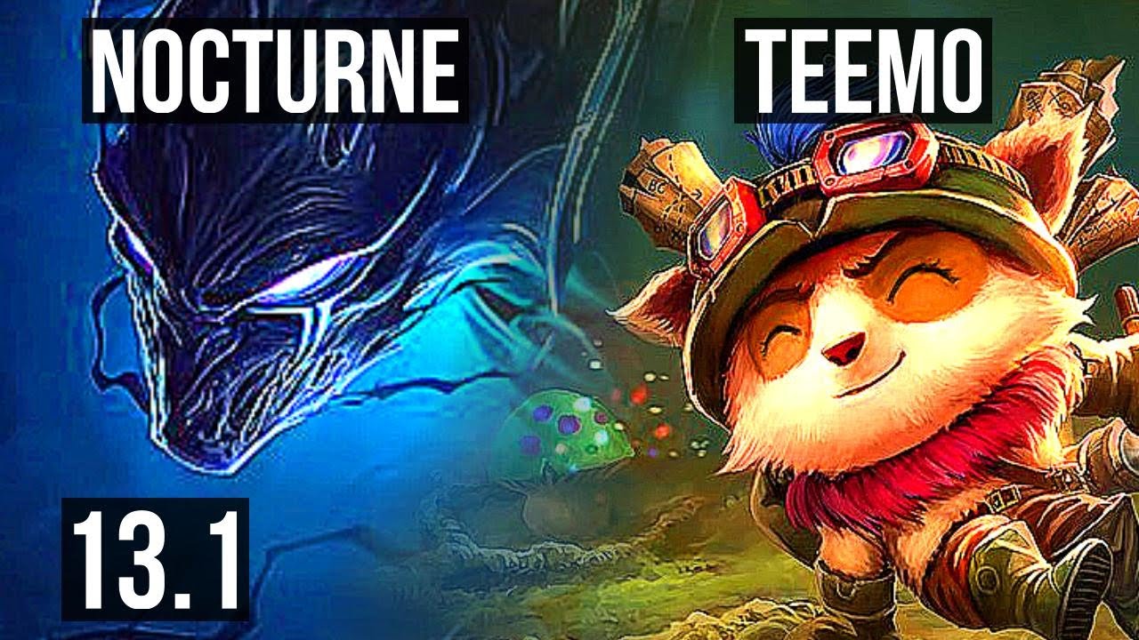 NOCTURNE vs TEEMO (MID) | 3.2M mastery, 13/2/11, 1300+ games, Godlike | KR Diamond | 13.1