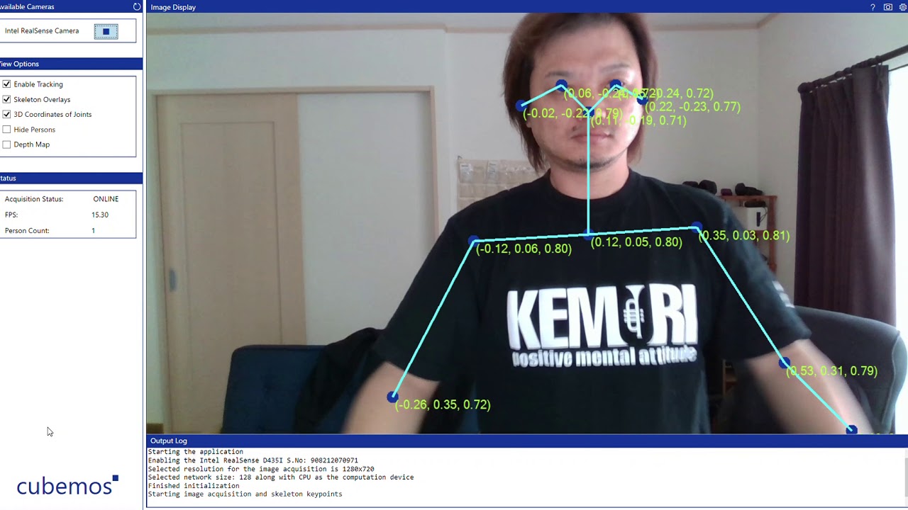 Skeleton Tracking SDK Test with Intel RealSense D435i