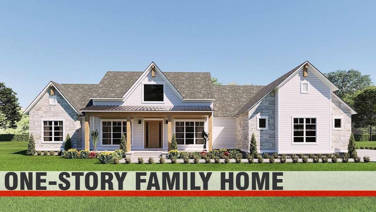 One-Story Family House Design | Elegant & Functional Exterior