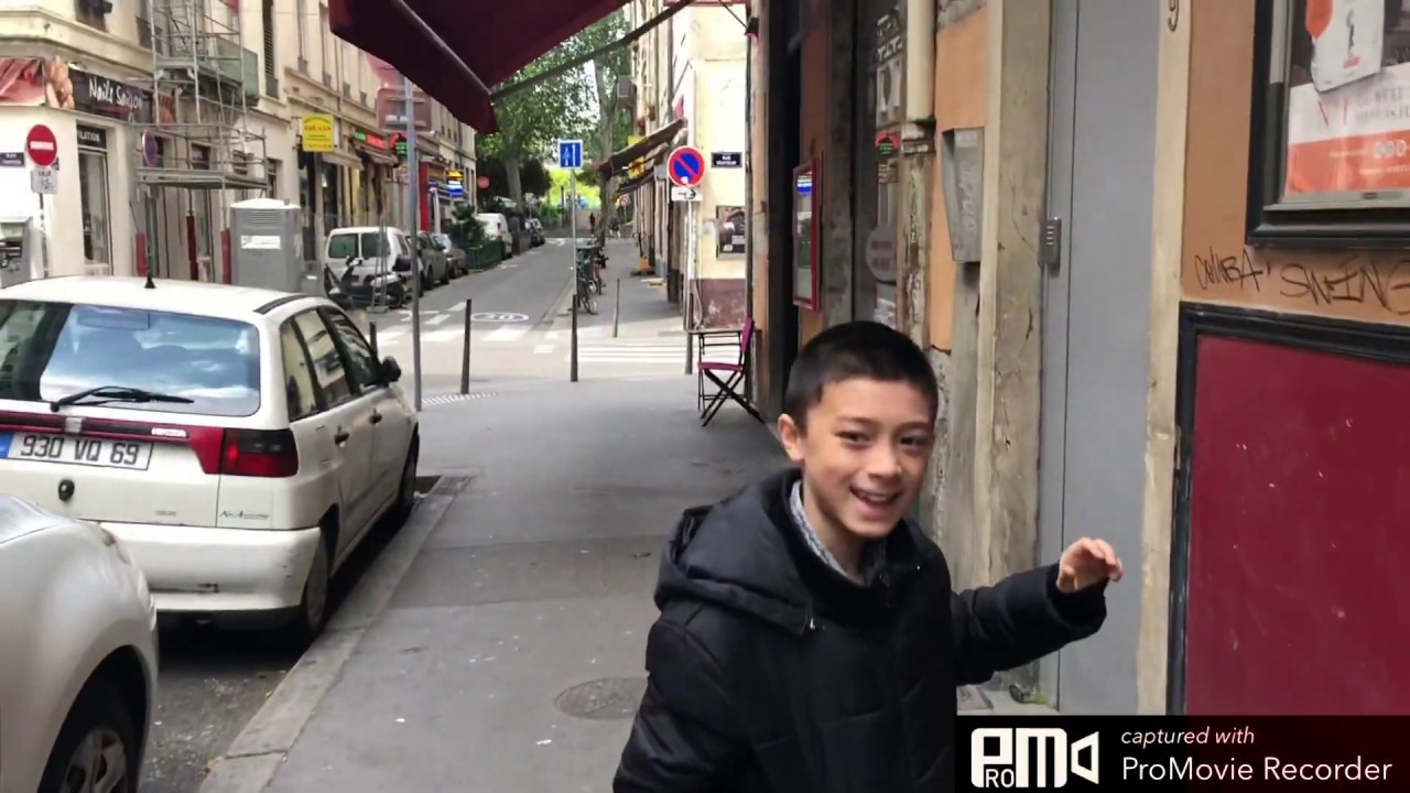 Little boy always goes to market with the transport in Lyon, TCL
