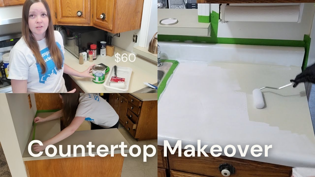 DIY kitchen counter makeover for under $60.... painting my countertops