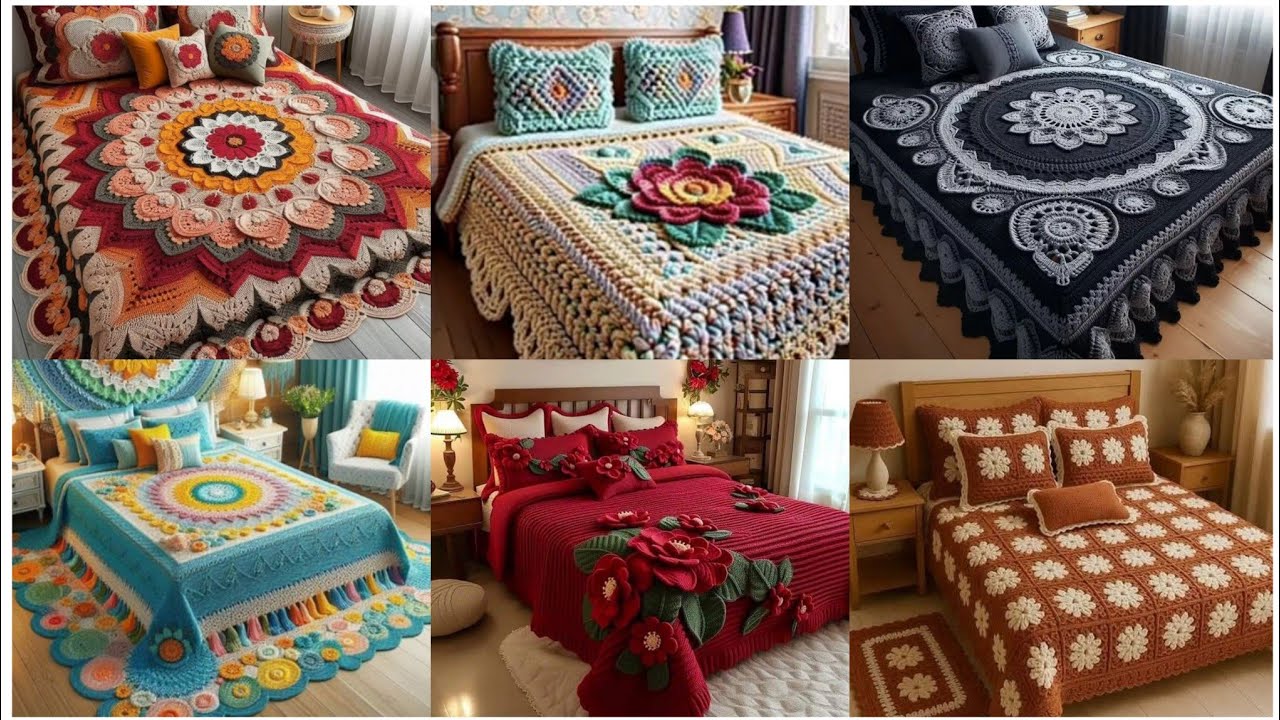 Demanding and Stunning New crochet handmade bedsheets cover designs ideas