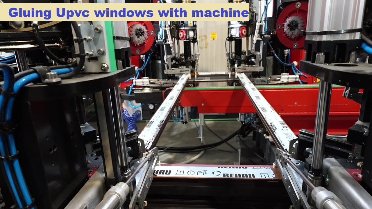 Gluing Upvc windows with machine