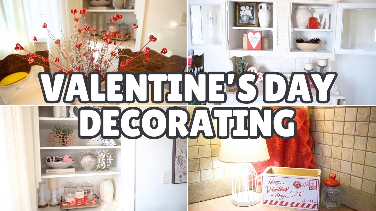 VALENTINE'S DAY DECOR 2026 | VALENTINE DECORATING IDEAS AND STYLES  VALENTINES HUTCH AND SHELF IDEAS