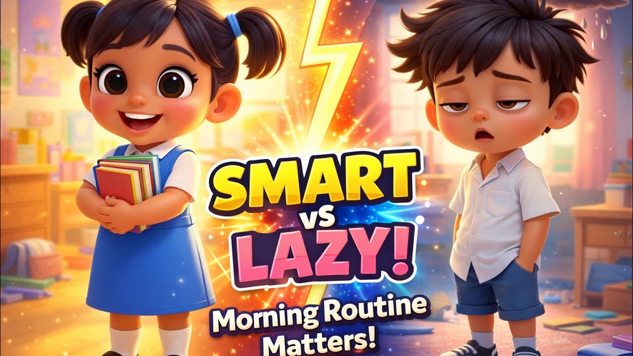 Smart Sara vs Lazy Leo | The Morning Routine That Changed Everything! 🌞📚 | Kids Moral Story