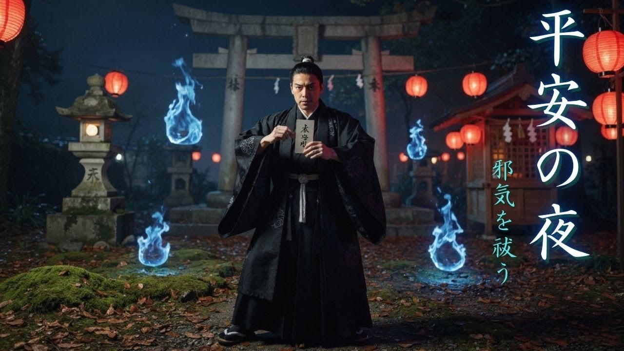 【陰陽師】邪気を祓い、心身を浄化する最強の結界。滝の音と平安の夜 [和風BGM / 作業用]