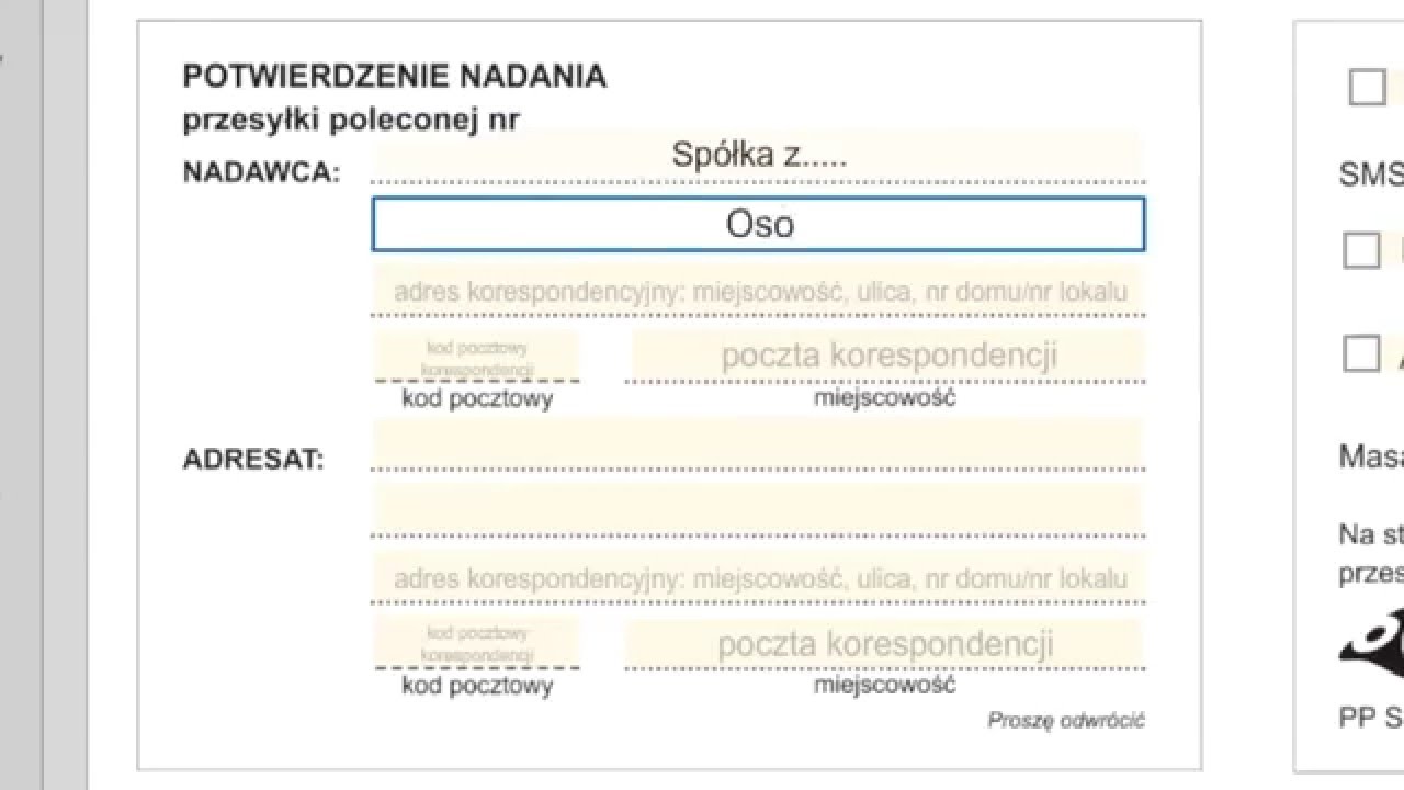 Jak wypełnić druk polecenia. Wysyłamy list polecony