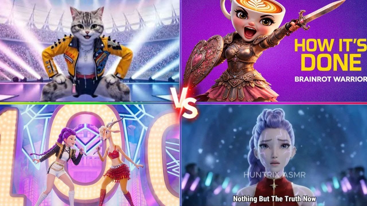 Epic AI Showdown: Rockstar Cat vs Coffee Warrior and Neon Pop Stars in a Truth Arena Battle