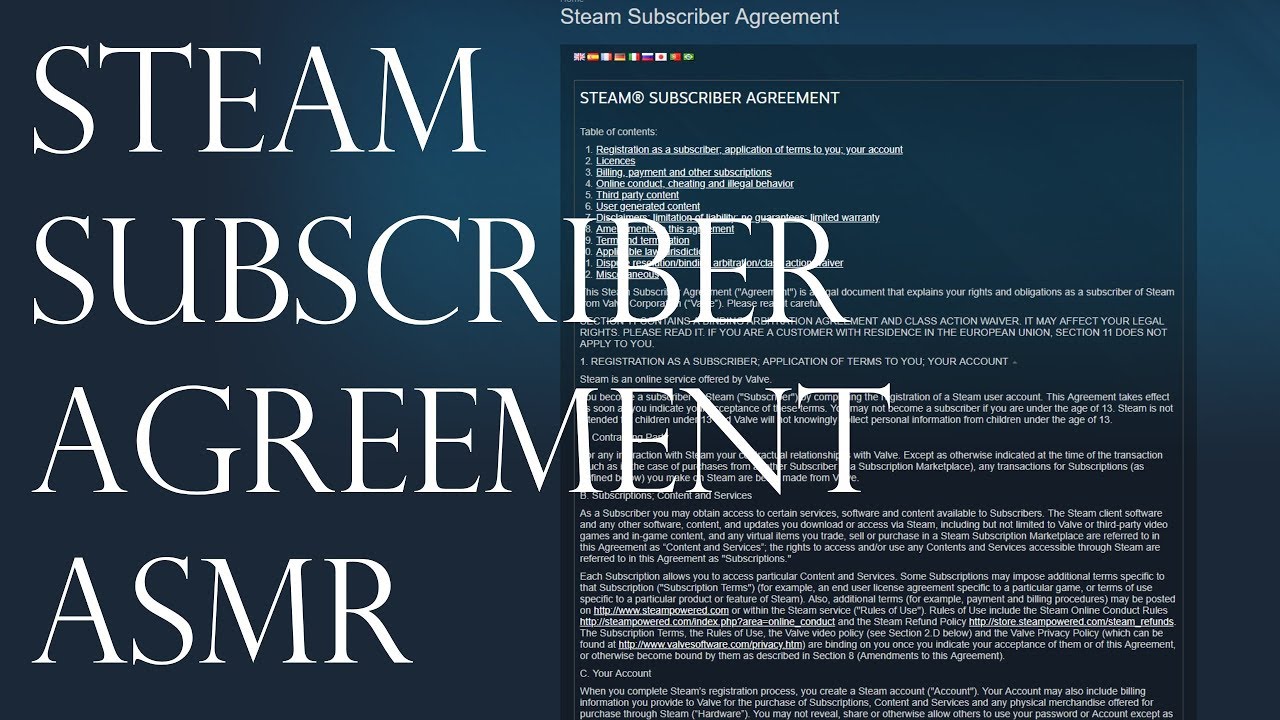 Let's Read the Steam Subscriber Agreement - (Soft Spoken ASMR for Relaxation)