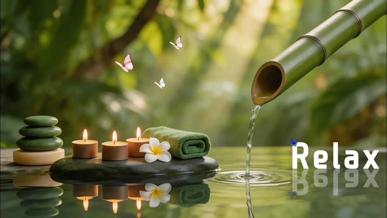 Relaxing Music + Bamboo Water Sounds 🌿 Ultimate Deep Sleep & Anxiety Relief Ambience - Nature Sounds