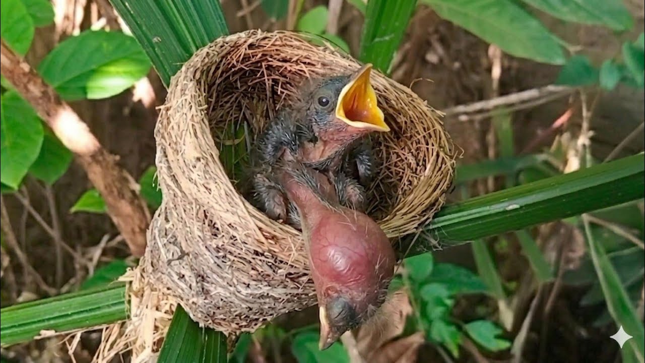 Food stuck in the neck of a baby bird struggling | 4 days