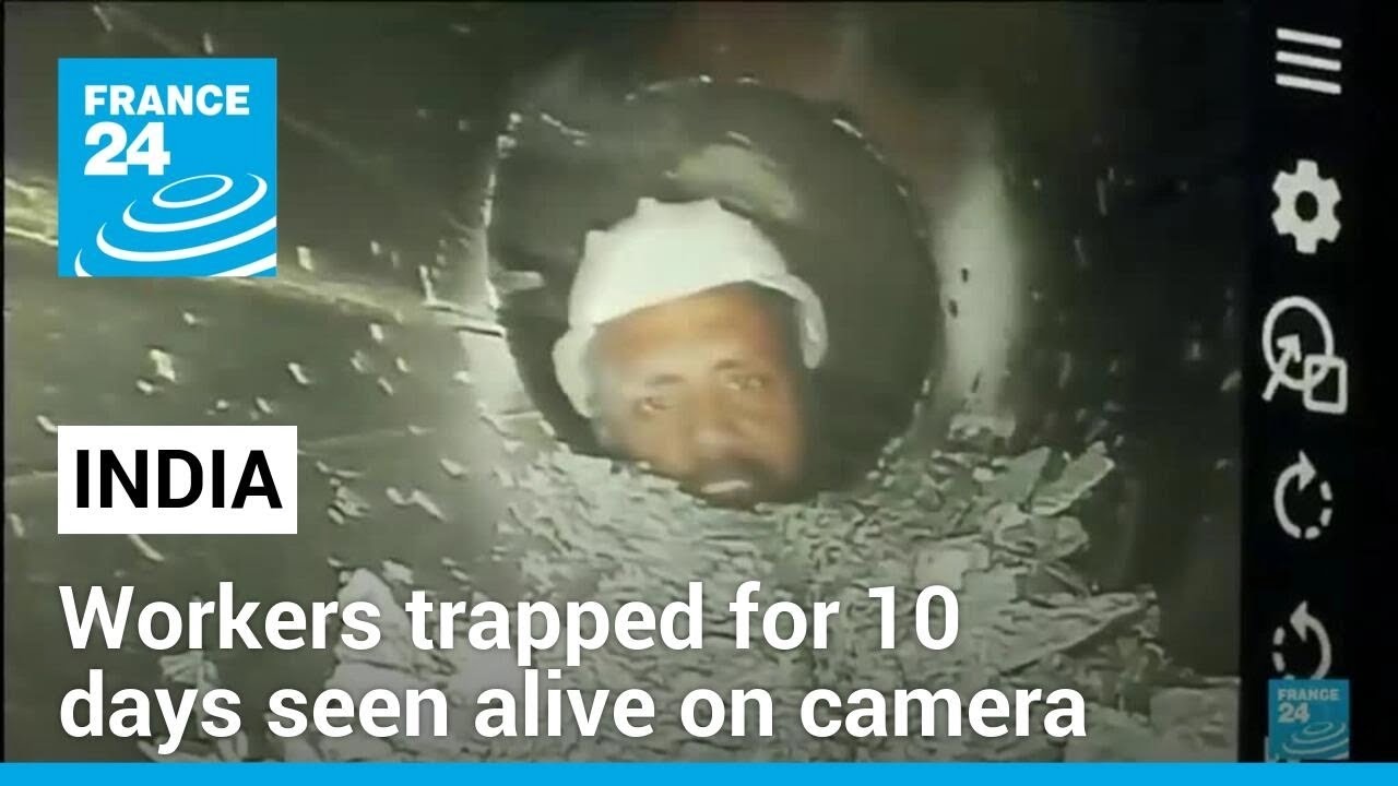 Indian workers trapped in tunnel for 10 days seen alive on camera &bull; FRANCE 24 English