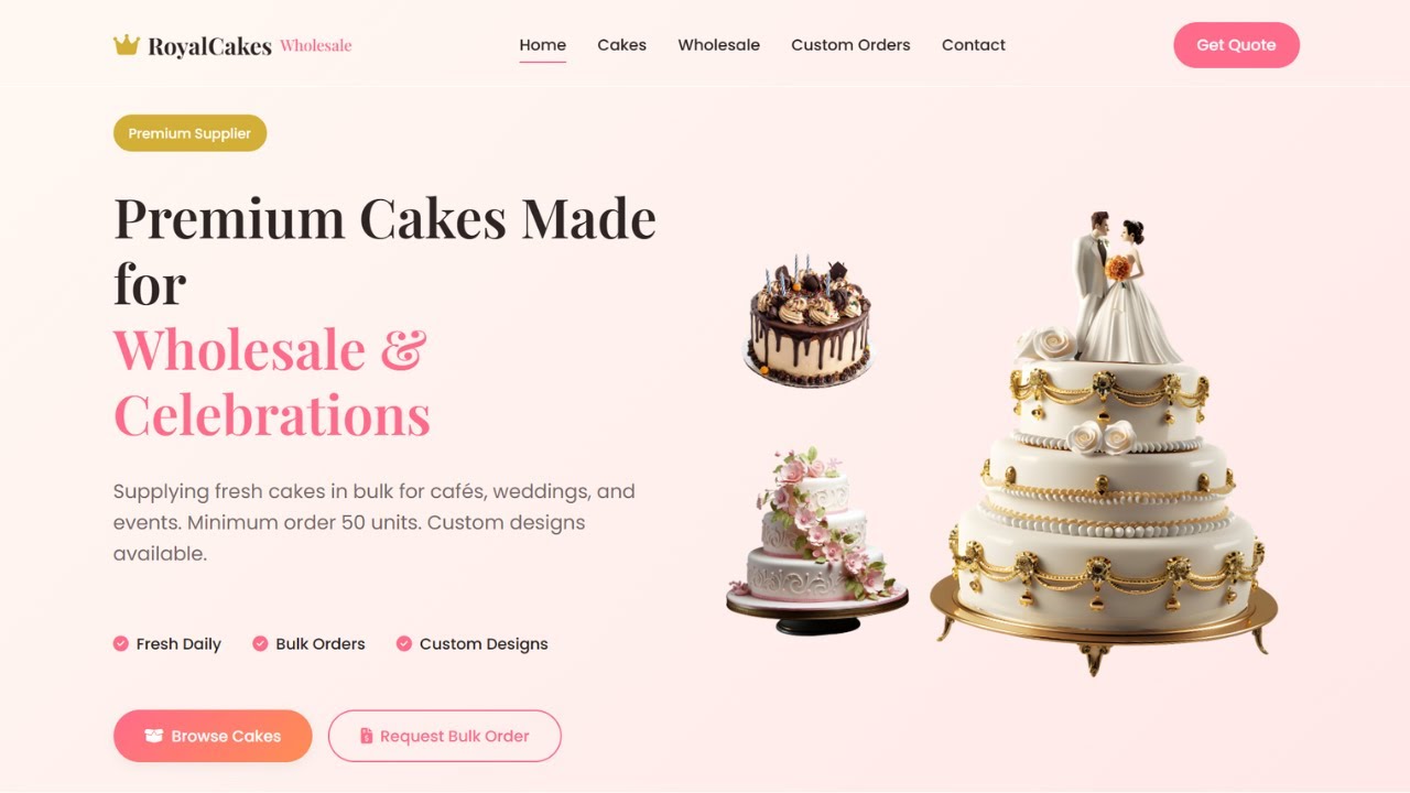 Responsive Cake Bakery Website in HTML CSS JavaScript | Complete Website Tutorial Step by Step
