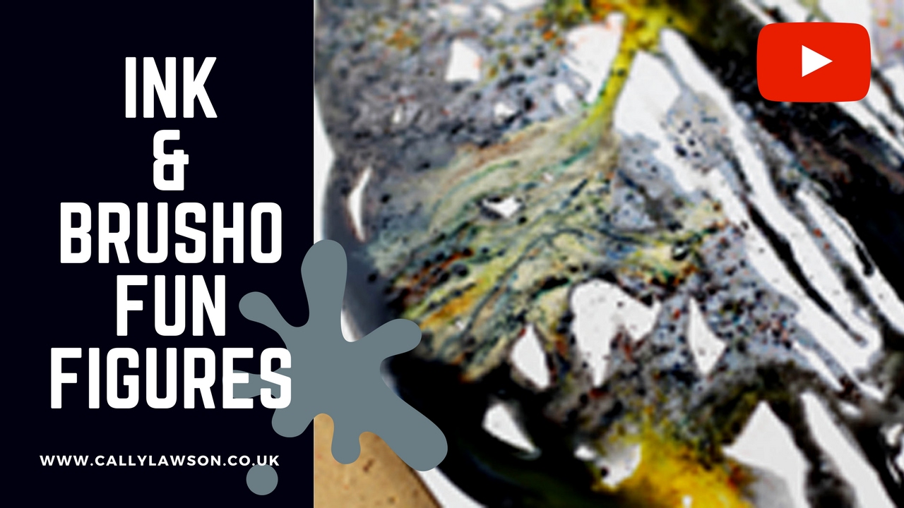 Quick demonstration of colourcraft brusho & acrylic ink - painting abstract figures