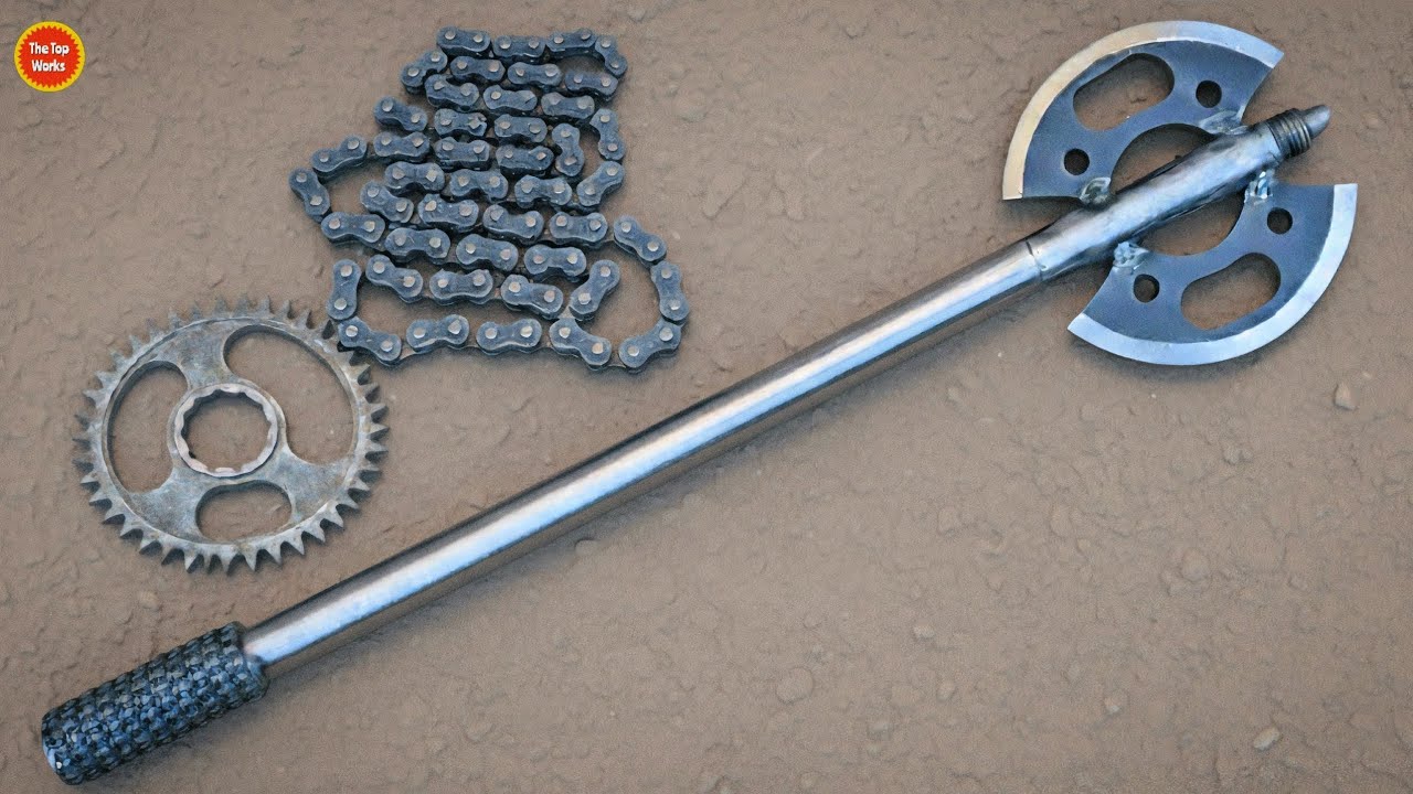 Turning Rusty Motorcycle Parts into an Incredible Axe!