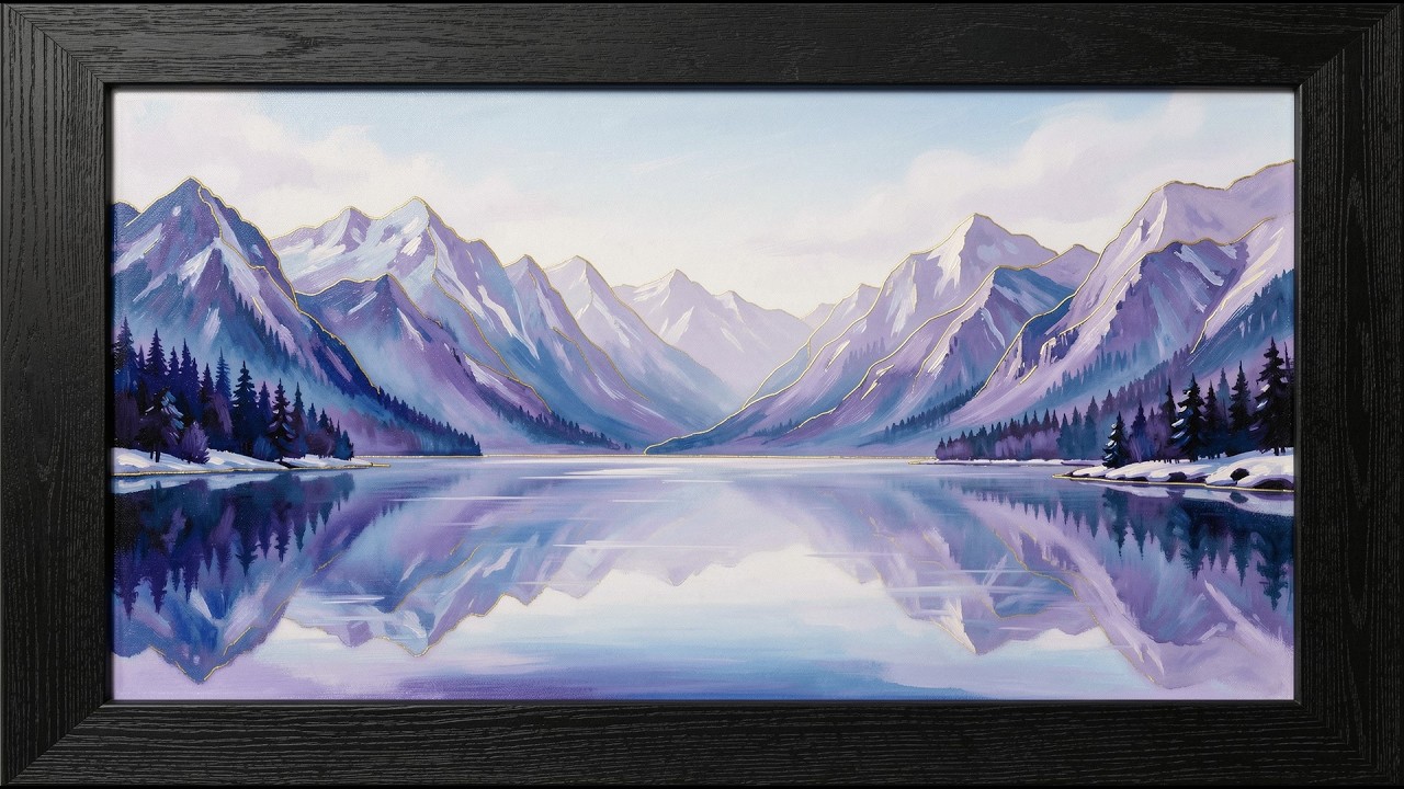 Misty Winter Mountain Layers frame tv art 4k with music | tv screensaver