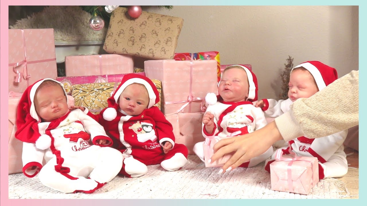 RUTINA DE MAÑANA CON 4 BEBÉS REBORN / ABRIENDO REGALOS DE NAVIDAD | Ada Sweet