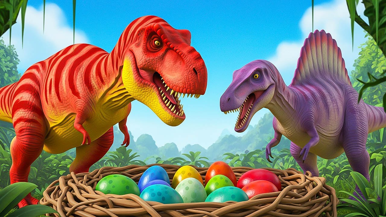 Spinosaurus & T-Rex 🦖 Build Nest for Epic Dinosaur Eggs Quest