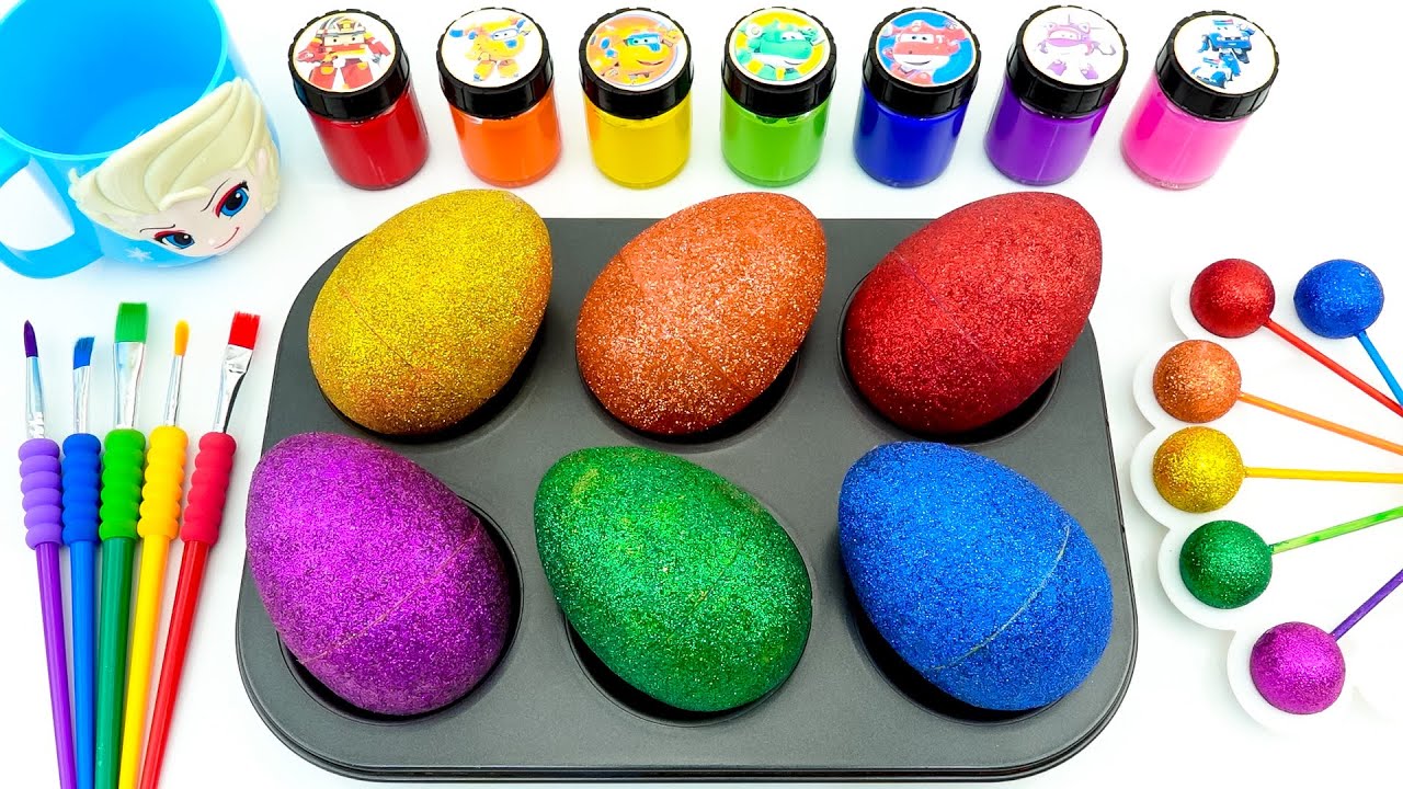 Oddly Satisfying Video l Making DIY 6 Round SPRUNKI Lollipops Candy and 6 Glittre Giant Eggs ASMR