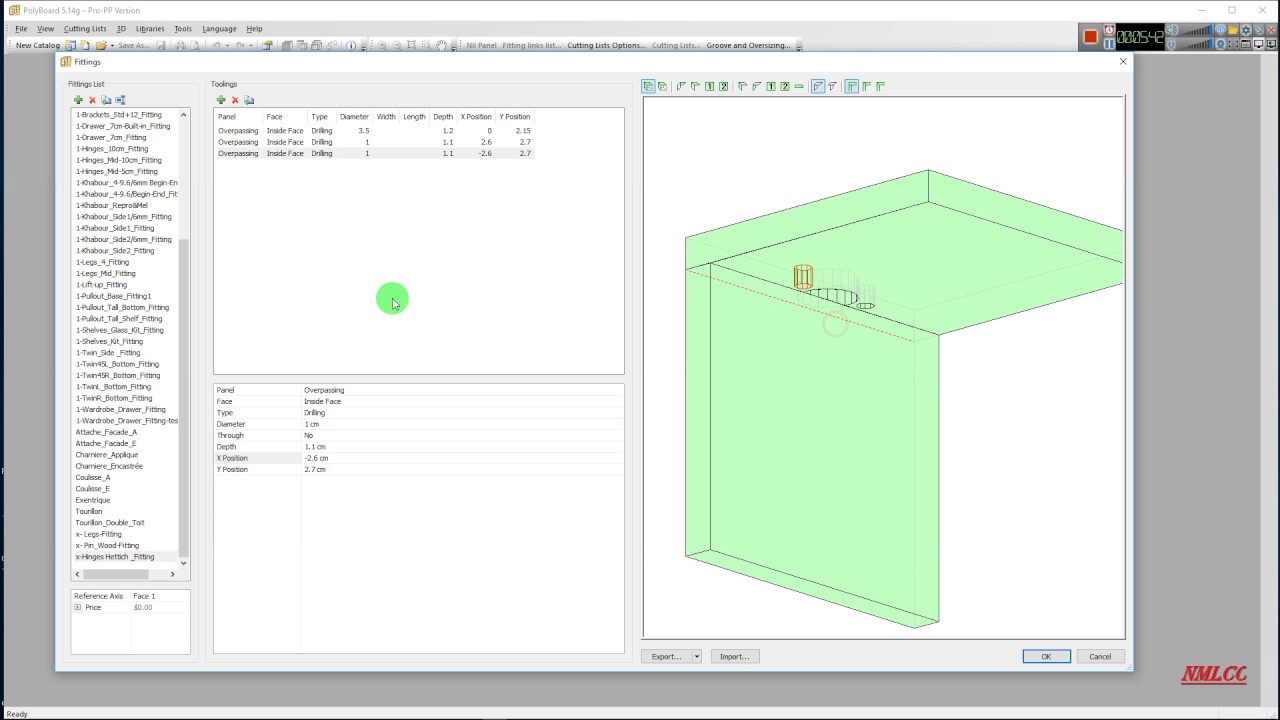 13- Polyboard: Create Hinges Hettich Fitting & Rule