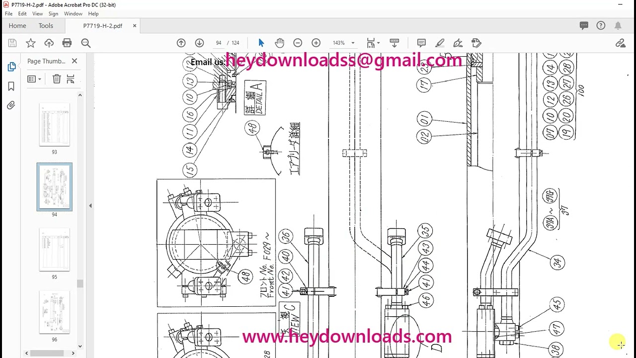 Hitachi Hydraulic Excavator UH23 UH261 Parts List Manual(P7719-H-2)