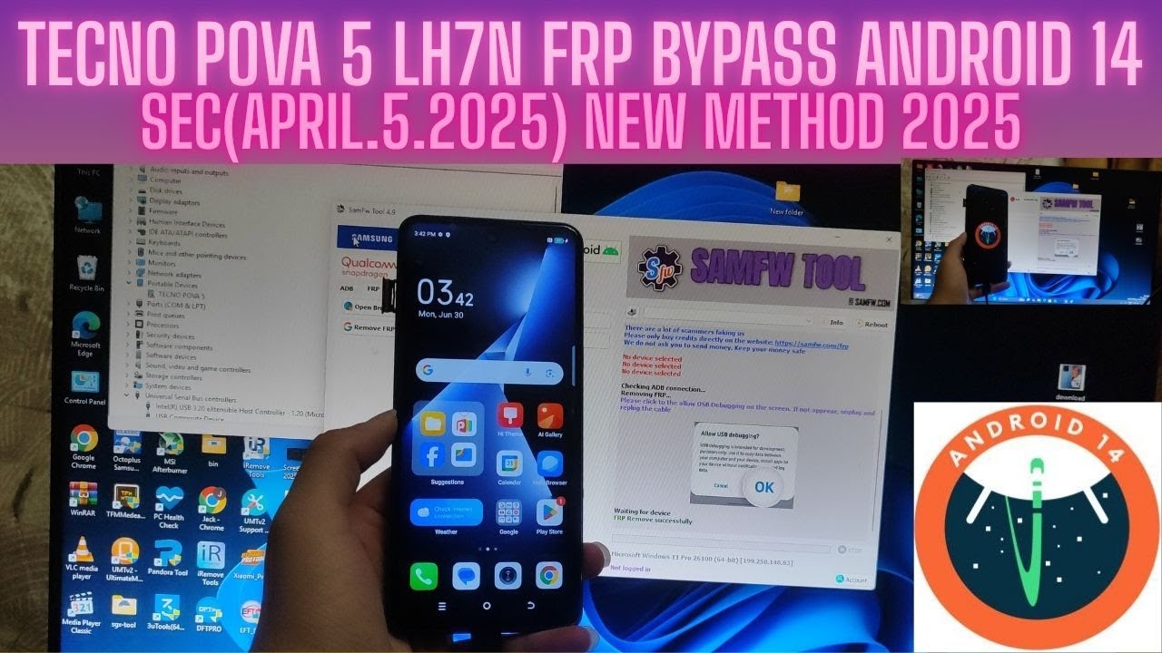 TECNO POVA 5 LH7N FRP BYPASS ANDROID 14 NEW METHOD 2025/FRP BYPASS ANDRIOD 14 TECNO/INFINIX BY JQGSM
