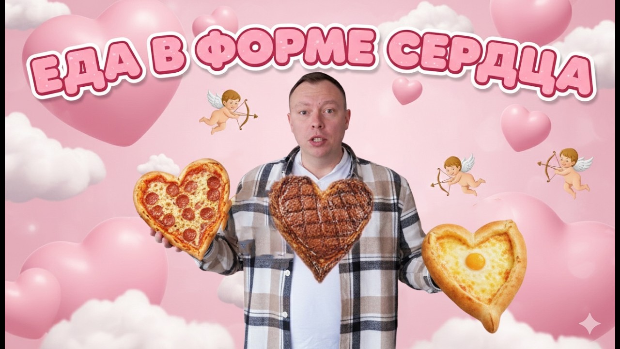 ЕДА В ФОРМЕ СЕРДЦА ПИЦЦА, СТЕЙК, ХАЧАПУРИ