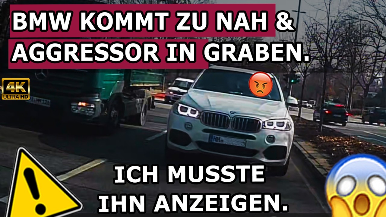 ANZEIGE: BMW X5 &uuml;bertreibt & Betrunkener Unfallfahrer fl&uuml;chtet IN DEN GRABEN! &ndash; 4K Dashcams