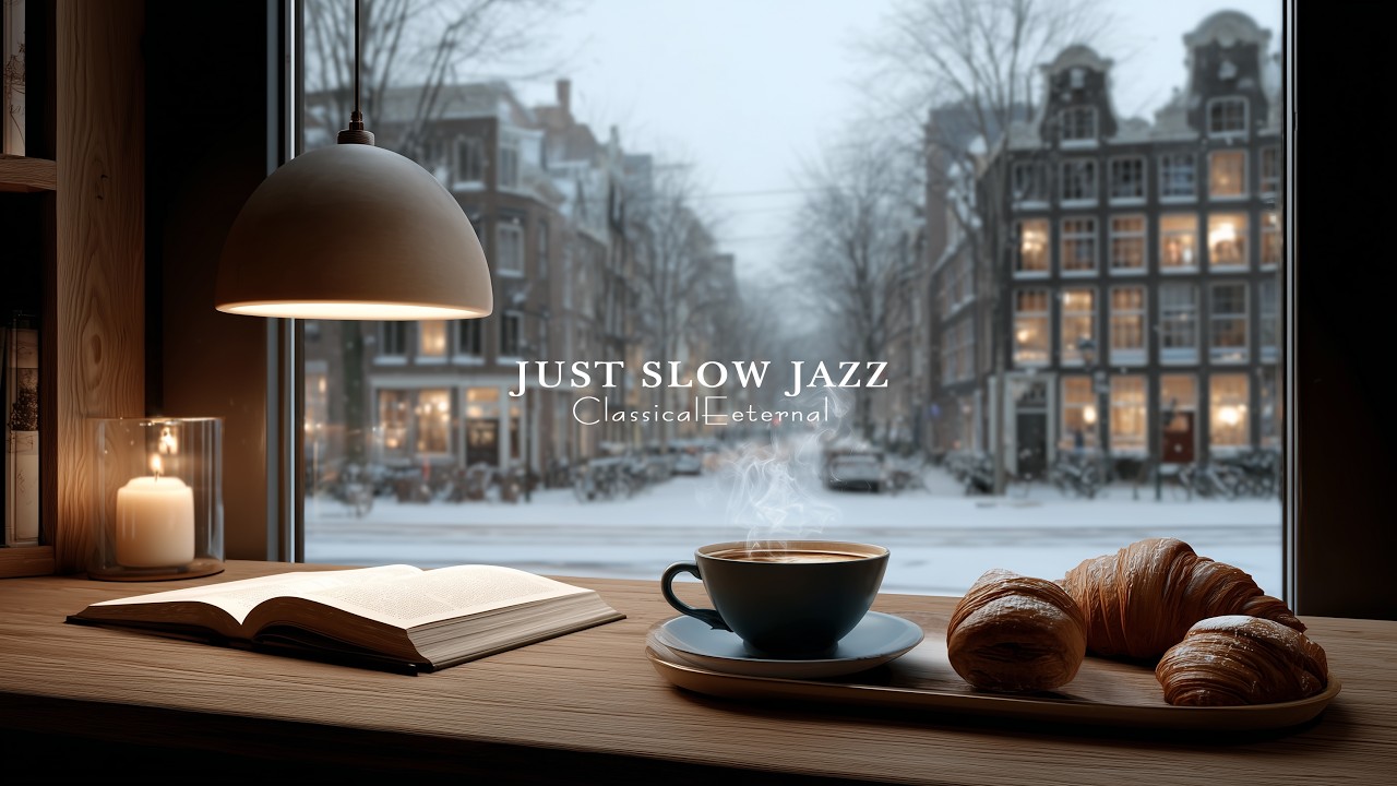 Watching the Snow Fall at a Cafe with a Good Book | Winter Jazz Playlist