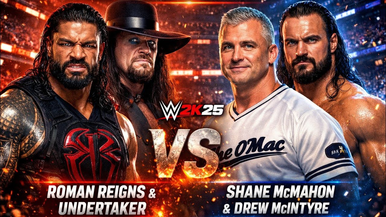 Wwe 2k25 Roman Reigns & undertaker vs  Shane McMahon & Drew McIntyre Match