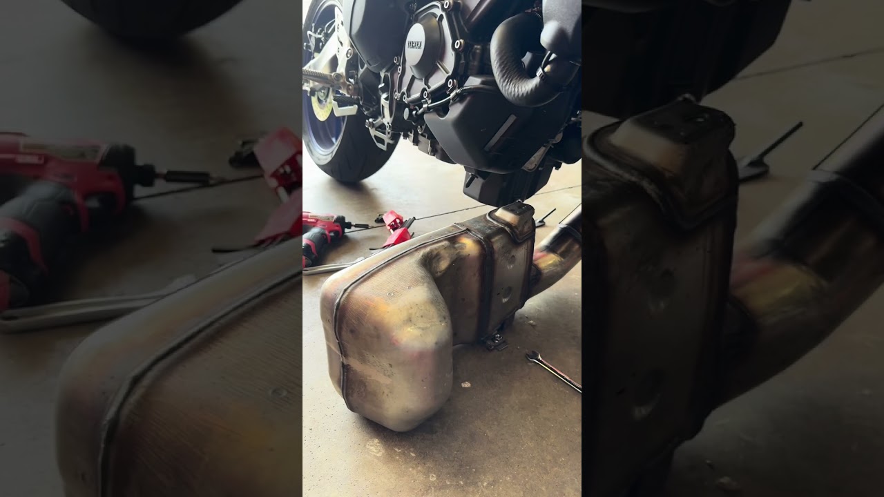 Yamaha mt09 build series: straight pipe to muffler transformation #yamaha