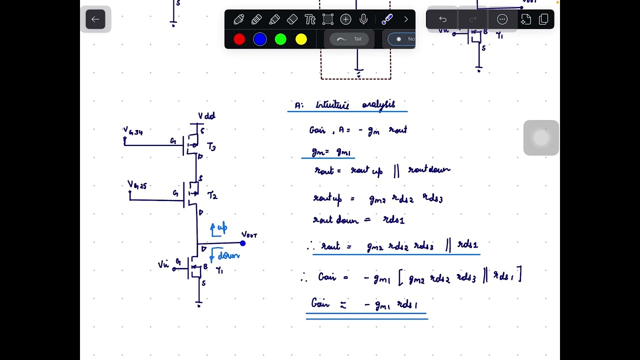 Microelectronics 4d: Common source amplifier with cascode current source as load (MOS transistor)