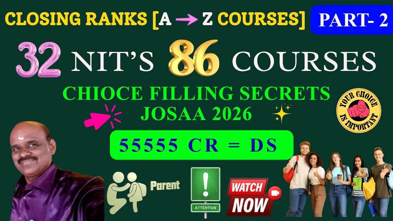 JoSAA 2026 | Closing Rank of All 32 NITs PART:3 | Branch-wise Cutoff Explained | Sai Suriyas English
