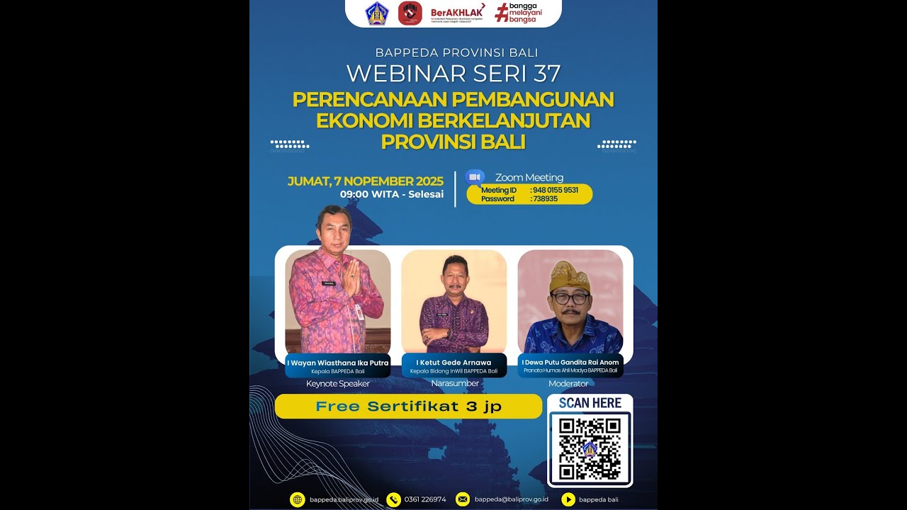 Webinar Seri 37: Perencanaan Pembangunan Ekonomi Berkelanjutan Provinsi Bali