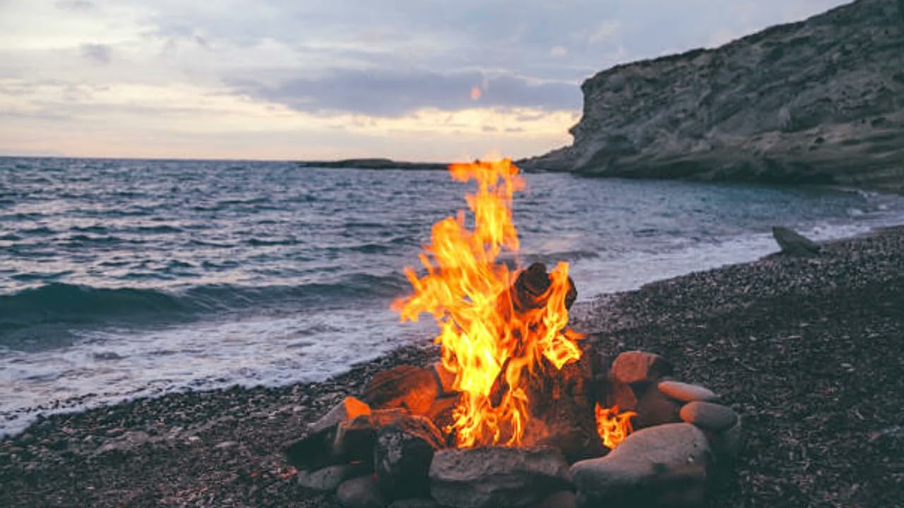 Campfire Sounds With Ocean Wave Sounds for Sleep and Relaxation