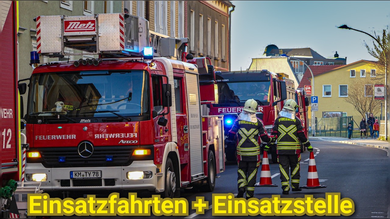 [Rauchwarnsignale aus Wohnung] Einsatzfahrten Feuerwehr + Einsatzstelle