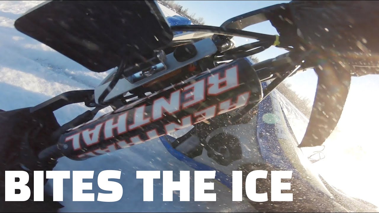 First ride on ice - frozen winter lake with spiked enduro and crashes